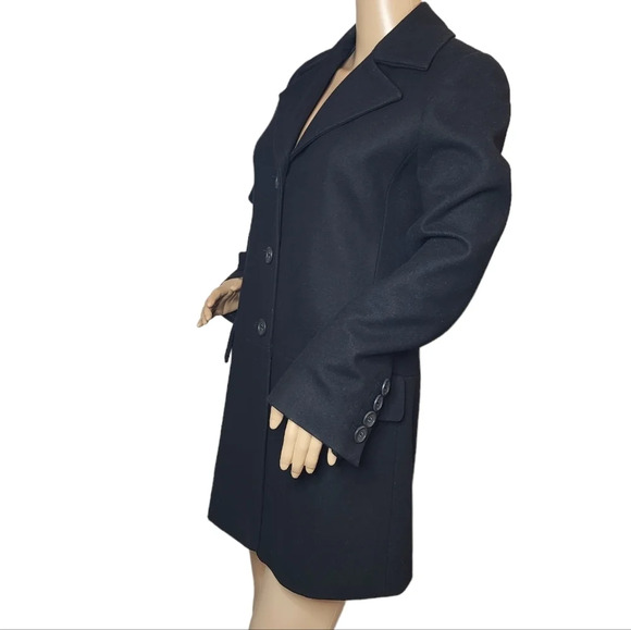 Banana Republic wool black long pea coat - Picture 3 of 17